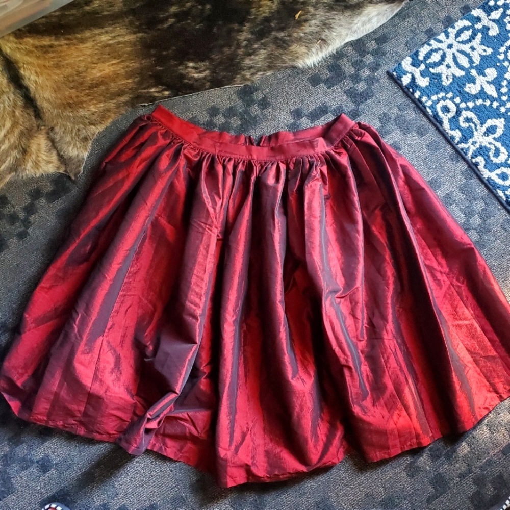 Pinup Couture full circle midi length skirt 3x Burgundy sateen formal retro